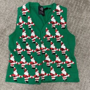 Michael Simon event vintage 2001 sequin Santa Christmas vest hidden button front